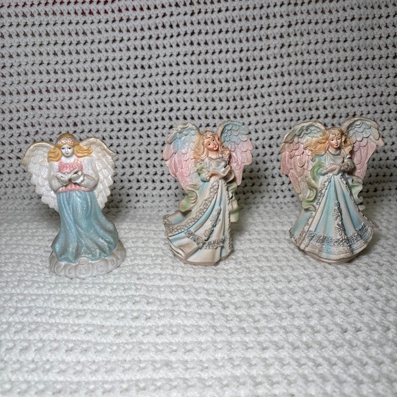 Lot Of 3 Angel Figurine Porcelain Scene Set Decoration Dolls - Picture 1 of 5